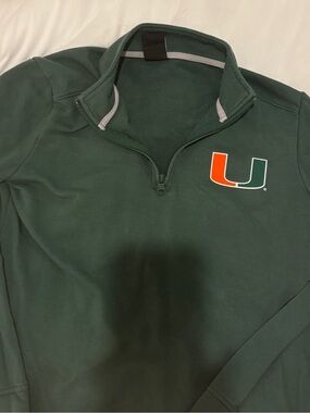 University of Miami Forest Green Quarter-Zip Pullover with U